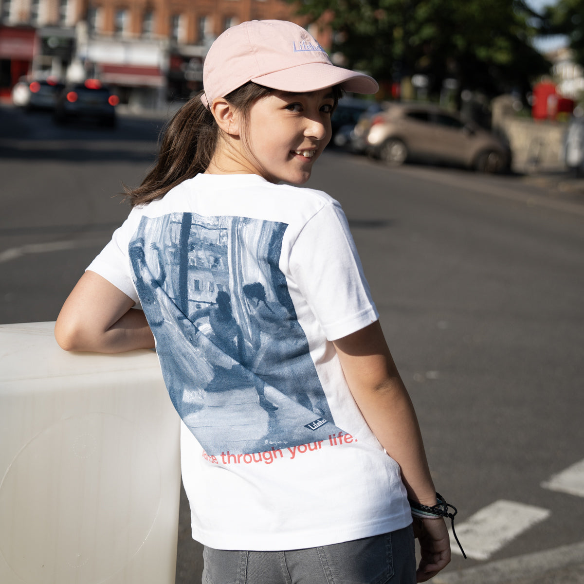 Degas T-SHIRT WHITE NAVY × CANDY RED