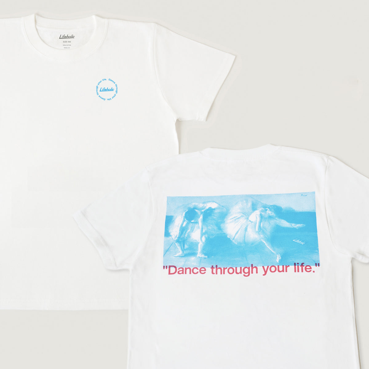 Degas T-SHIRT WHITE LIGHT BLUE × CANDY RED