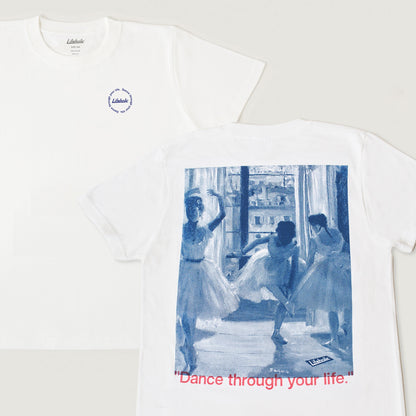 Degas T-SHIRT WHITE  NAVY × CANDY RED