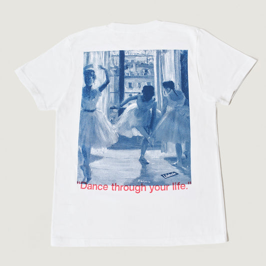 Degas T-SHIRT WHITE  NAVY × CANDY RED