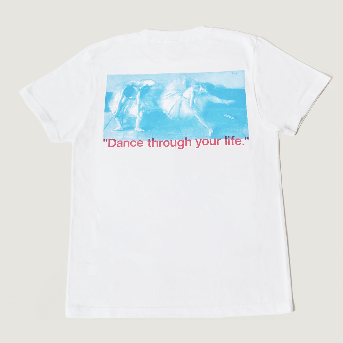 Degas T-SHIRT WHITE  LIGHT BLUE × CANDY RED