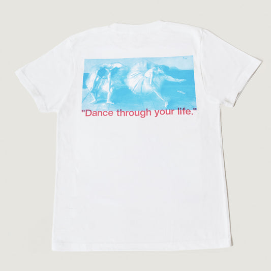 Degas T-SHIRT WHITE  LIGHT BLUE × CANDY RED